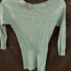 It's Our Time Light Green Off-the-Shoulder Sweater